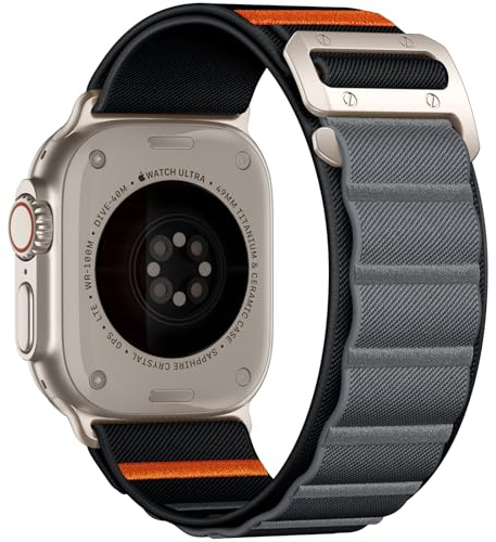 Bandletic Sportarmband för Apple Watch Ultra/Ultra 2 (49 mm), Robust loop-armband, mjukt elastiskt med G-krok, 46 mm (Series 10), 45 mm (Series 9/8/7), 44 mm (SE2/SE/6/5/4), 42 mm (3/2/1)