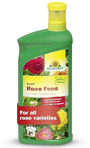 Neudorff Azet Rose Feed – Organic liquid fertiliser for colourful and fragrant roses and flowers on balcony and in the garden. 100% vegan, 1 litre