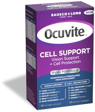 Ocuvite Cell Support Eye Supplement, 2 Capsules per Day | Bausch + Lomb, Lutein and Zeaxanthin, Omega 3 DHA, Vitamin E and Zinc, Supports the Visual System and Cell Protection