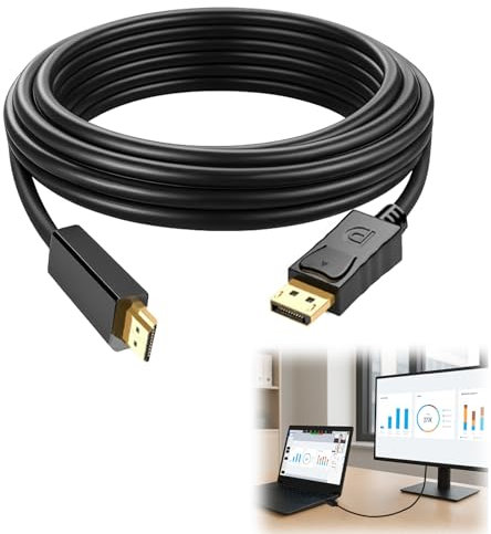 4K/1.8M Displayport To HD-MI Cable,Gold Plated DisplayPort (DP) To HD-MI Cable Compatible,Projector, HDTV, Dell Laptop, HP, Asus And Other Brand