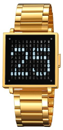 Gosasa Square Men's Luxury Watches Fashion Creative Multi - Functional Waterproof Wristwatch, Gold and Silver - Toned Leather Strap Gifts for Men (Gold B)