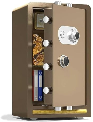 Qxmiguel Caja Fuerte Caja Fuerte de Acero con Cerradura y contraseña mecánica for el hogar, Hotel, Oficina, archivador, Caja Fuerte, joyero Cajas caudales(Bruin,80x45x38cm)