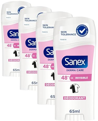 SANEX - Derma Care Invisible 48h Déodorant Stick 65ml –fraîcheur longue durée contre la transpiration et les mauvaises odeurs – respecte la peau– ne contient pas d’alcool* – protège contre les taches