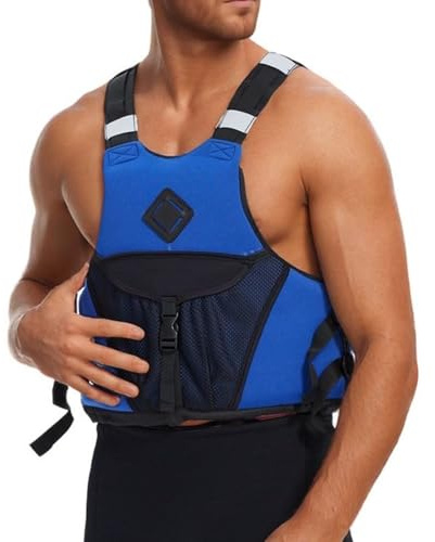 Genérico Traje de baño Talla Grande Mujer Chaleco Salvavidas Alta flotabilidad Kayak Tiras Reflectantes Cremallera Correas Ajustables Bolsillos Grandes Chaqueta Impermeable Todas Estaciones
