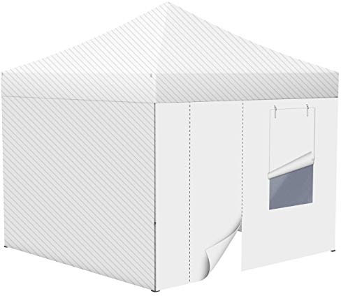 Vispronet Zeltwand mit Tür & Fenster für Faltzelt Basic, Select & Eco (3m x 3m, Weiß)
