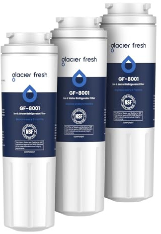 GLACIER FRESH UKF8001 Compatible with Whirlpool Refrigerator Water Filter 4, EDR4RXD1, EveryDrop Filter 4, 4396395, Maytag UKF8001, UKF8001AXX, WHR4RXD1, KAD4RXD1, 46-9006, Puriclean II, Pack of 3