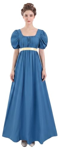 HEQU Damen Classic Empire-Taille (1er Pack) | Abnehmbare Satin-Schärpe, Empire-Taillenschnitt, Vintage-Stil, formelles Kleid, Hochzeit, Cosplay, Halloween, Party-Outfit