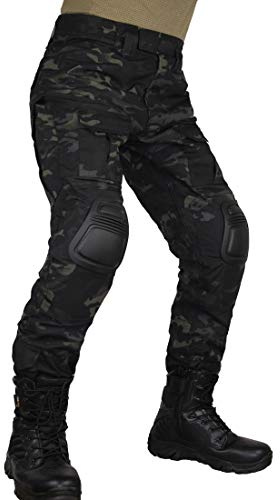 zuoxiangru Herr Multicam Tactical byxor Flera fickor Military Camo Outdoor Airsoft Combat Jaktbyxor med knäskydd (Aymc, Tag 30)