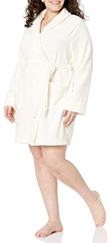 Amazon Essentials Damen Mittellanger Bademantel Plüsch - Auslauffarben, Creme, 3XL Große Größen