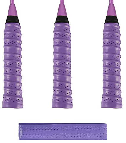 ILLUVA 3 Pack Racket Grip Tape, Anti Slip Tennis Overgrips Absorbent Badminton Squash Replacement Racket Grip (Purple)