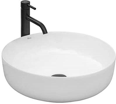 VBChome Waschbecken 45 x 45 cm Keramik Weiß Runden ohne Hahnloch Kleine Waschtisch Handwaschbecken Aufsatzwaschbecken Waschschale Gäste WC