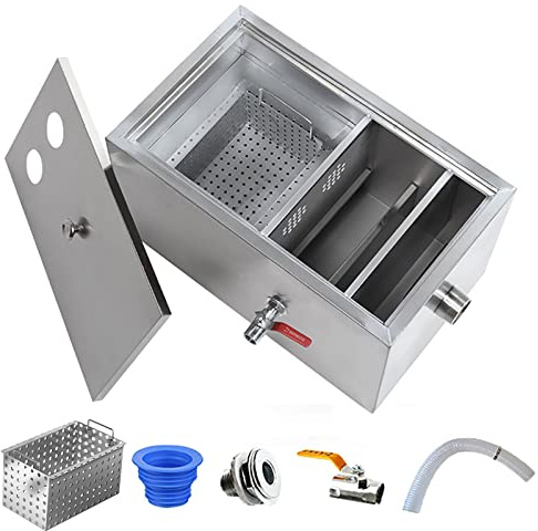 Intercepteur à Graisse, Intercepteur Graisse, Bac à Graisse en Acier Inoxydable avec Déflecteurs Amovibles Séparateur Huile-eau Sous Évier pour Restaurant Usine Maison Cuisine ( Size : 60x30x29cm )