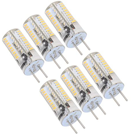 0 yaogohua 6 uds GY6.35 Bombillas LED 5W AC 12V Blanco cálido 2700 a 3000K Blanco 6000 a 6500K 500LM 72 Bombillas LED Bombillas de Repuesto de Silicona(Blanco cálido) Regalo de San Valentín