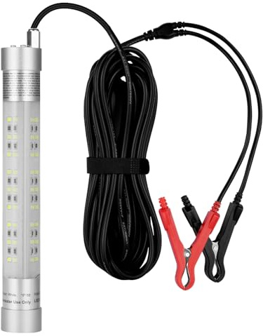 Lampe de pêche sous-marine super lumineuse 30W 3500 lumens, étanche IP68, submersible, pour pêche de nuit, leurre, appât pour bateau, kayak, quai (vert)