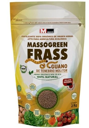 Peyca Massogreen FRASS 2kg, Abono orgánico 100% Natural, Guano de tenebrio Molitor Listo para Usar