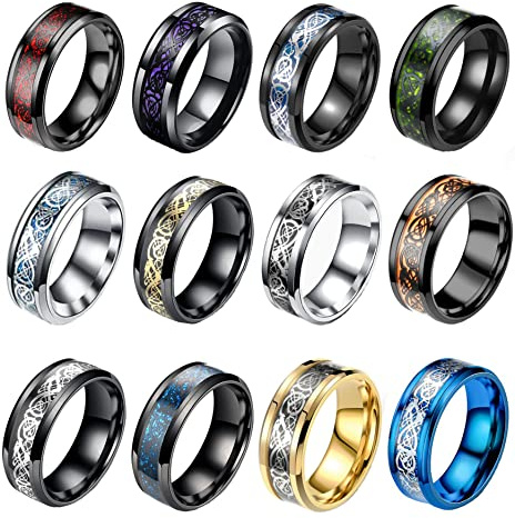 SAMOCO 12 Pcs 8mm Stainless Steel Rings for Men Women