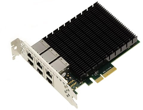 KALEA-INFORMATIQUE Tarjeta controladora de Red PCI Express con 6 Puertos LAN Gigabit Ethernet en PCIe x4 con Tomas 10/100/1000 Tipo RJ45 con chipset Intel I350.