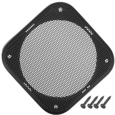 QUARKZMAN Grille De Protection Universelle Pour Haut-Parleur De Voiture De 4 Pouces En Maille Carrée, Protecteur De Caisson De Basse Audio Avec Vis De Montage En ABS Noir - Pack De 1