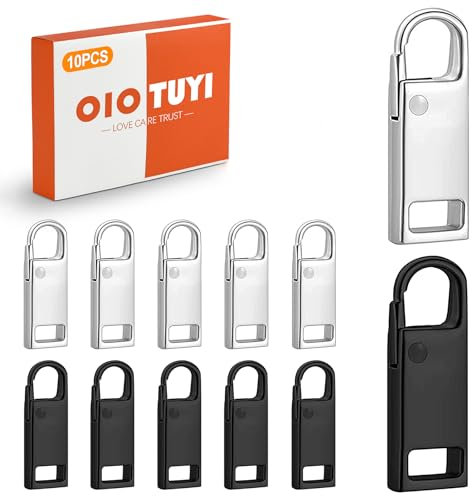 OioTuyi 10 Stück Reißverschluss Zipper Ersatz Set, Reisverschluss Reparatur Set für Jacken, Rucksäcke, Koffer, Reißverschlussanhänger