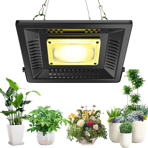 Profey Lampe Horticole, LED Chambre de Culture P200, Lampe Horticole LED Spectre Complet Indice D'éTanchéIté IP67, Grow Light Eclairage à 270°, avec 4 Crochets Plusieurs Options de Montage