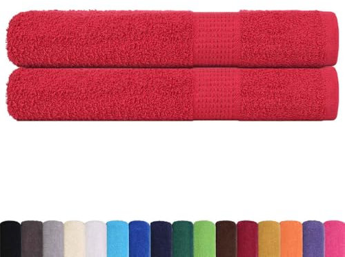 vidaXL Handtücher 2 STK. Rot 100x200 cm 360 g/m² 100% Baumwolle, Strandtuch, Strandhandtuch, großes Badetuch, Badetuch, Gästetuch, großes Strandtuch