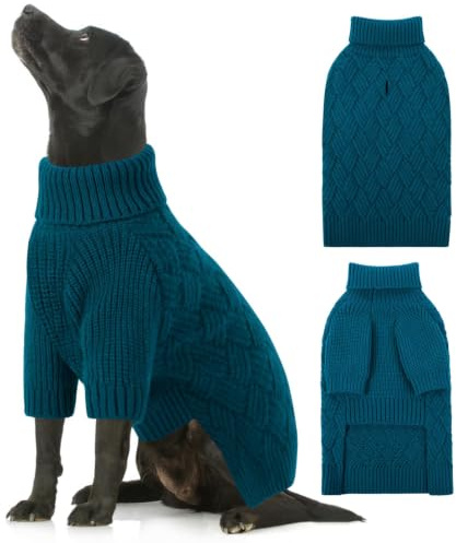 AOFITEE XXL Dog Jumper, Christmas Dog Jumper for Large Dogs Girl Boy, Blue | Warm Turtleneck Dogs Jumper with Sleeves, Fall Winter Large Dog Jumpers Knitted Sweater for Golden Retriever, Greyhound