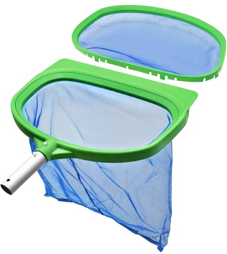 JNUYISW Pool Kescher Feinmaschig 2 in 1, Bodenkescher Teichkescher Tiefe und Flache Netz Austauschbar Poolkescher Kescher Pool für Schwimmbad, Spas, Teich, Fischteich, Wasserpark (Keine Stange)