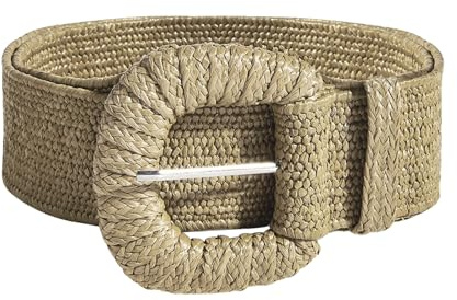 Yesimola Cinturón elástico tejido de paja, Cinturones De Cintura Tejidos Anchos, Cinturones Trenzados, para Mujeres y Niñas en la Playa