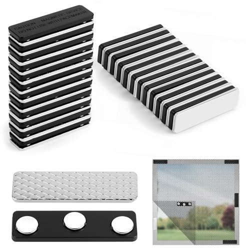 Flintronic 24PCS Moustiquaires de Fenêtres Clips Magnétiques, Aimants pour Moustiquaire Fenetre Clips, Fenêtre Aimant Puissant Autocollant Clips de Fixation d'écran, Pas Perçage ou Serrage Requis