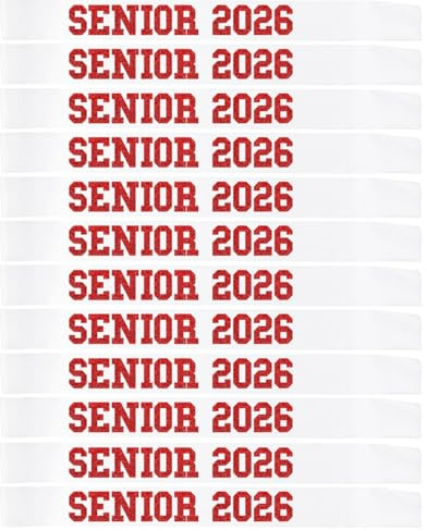 Senior 2026 Sash，12pcs White Senior 2026 Sashes with Red Glitter Printing Letters，Class of 2026 Sash for Graduation Party，White Red Sash
