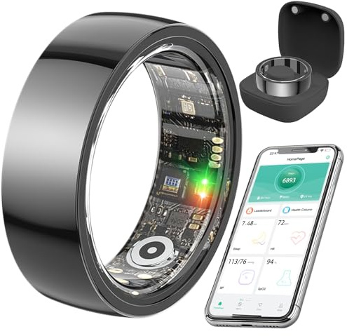 Smart Health Ring for Women Men,Fitness Rings Tracker with Blood Pressure Monitor Heart Rate Blood Oxygen Sleep Monitor IP68 Waterproof Step Counter Calorie Tracker Health Rings for Android iOS Phones