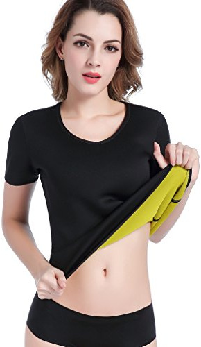 ValentinA T-shirt amincissant en néoprène pour femme Noir