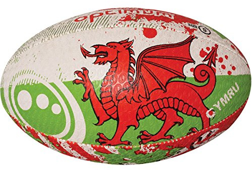 Optimum Wales Nation Rugby Ball – Durable Rubber Training Ball with Enhanced Grip & Long Air Retention – Size Midi