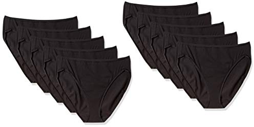 Amazon Essentials Women's Korta underkläder i bomull med höga ben (finns i plusstorlek), Pack of 10, Svart, L