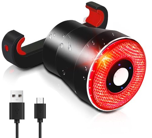 EBUYFIRE ultra Bright Smart Bike Tail Light,USB Rechargeable Brake Sensing Bicycle Light,High Intensity Rear LED Accessories Fits On Any Road Bikes.Easy to Install for Cycling Safety Taillights