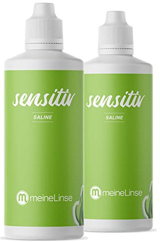 meineLinse Sensitiv Saline 2 x 360 ml Kochsalzlösung für Kontaktlinsen- isotonisch und pH-Wert neutral - Kontaktlinsen Fluessigkeit für weiche und harte Kontaktlinsen