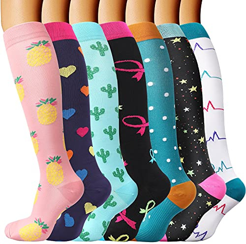 DRESHOW Calze a Compressione Graduata per Uomo E Donna Calze Elastiche Sportive per Atletica, Corsa, Viaggi Volo, Ciclismo