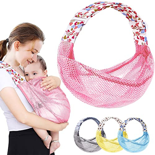 HINATAA Imbracatura traspirante per bambini, fascia regolabile, fascia per bambini, asciugatura rapida, tessuto a rete 3D, spallacci spessi, elastico per estate, piscina, trasporto neonato (rosa)