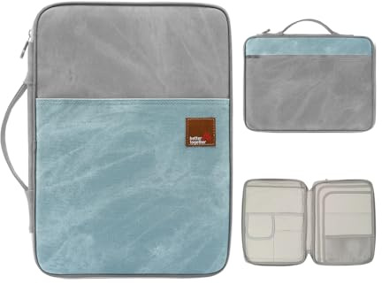 mygreen Zipper Portfolio Organizer A4 Note Pouch-Waterproof Document Bags/Zipper Binder/Paper Case Grey and Light Blue