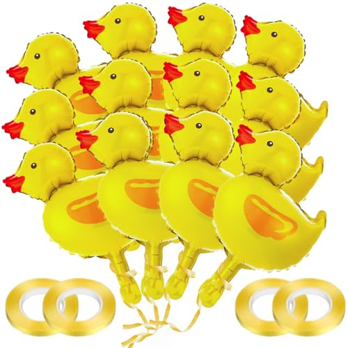 30 Piezas Mini Globo de Pato Forma de Pato Globo de Aluminio Reutilizables Animales de Granja Globos Adecuados para Fiestas TemáTicas de Animales de Granja etc