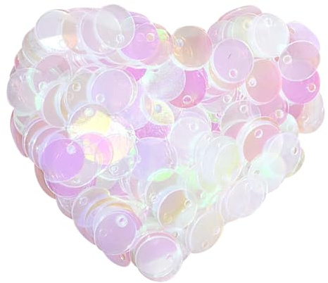 JIHUOO Paillettes rotonde piatte da 20 mm per artigianato, grandi paillettes da cucire per abbigliamento, paillettes sciolte per ricamo AB trasparente