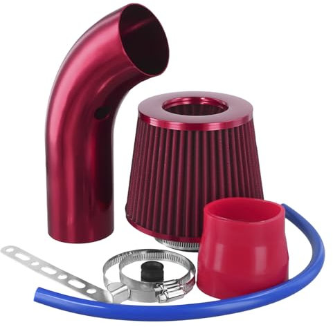 QWORK® Filtro dell'aria, 76 mm (3 pollici) Alumimum Tubo di flusso Kit, Rosso