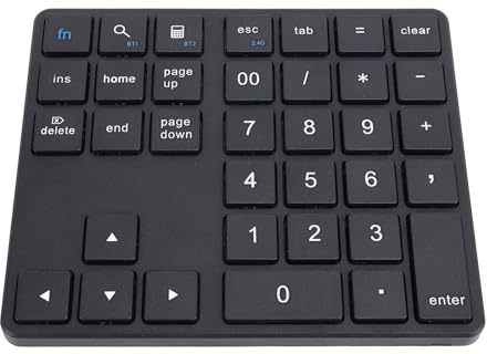 Garsent Tastierino Numerico Bluetooth per Laptop, Tastierino Numerico Cordless, Tastierino Numerico Ricaricabile USB a 35 Tasti, Tastierino Numerico Esterno per Laptop PC Notebook (BLACK)