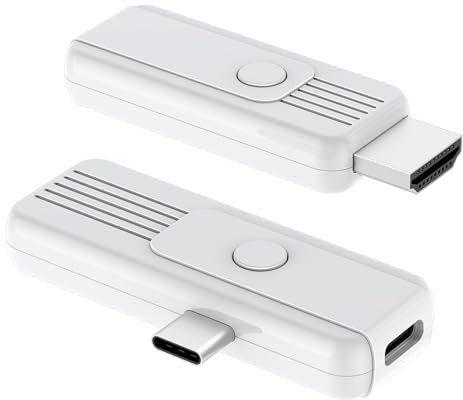 Wireless HDMI Transmitter and Receiver, Aufgerüstetem Type-C 3.1 Hdmi Wireless Plug & Play 2.4G/5G zum Streamen von Video und Audio zu HDTV, Projektor oder Monitor von Smartphone, Tablet oder Laptop