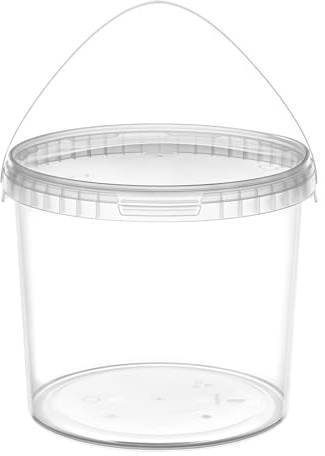 Garronda Secchio di plastica con Coperchio 5 L per la conservazione di Prodotti Alimentari e chimici Contenitore Plastica con Coperchio GD-0114 Trasparente 5 Pezzi