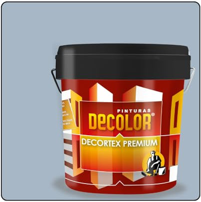 PINTURAS DECOLOR DECORTEX LISO PREMIUM - Pintura revestimiento impermeabilizante para fachadas. (4 litros). GRIS AZULADO.