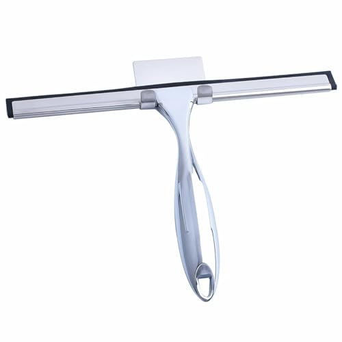 Loputon Rasqueta Limpiacristales, Limpia Cristales Ducha para Ventanas, Mamparas de Ducha de Cristal, Ventanas y Espejos eliminación de Agua sin Rayas (31 cm, Plata)