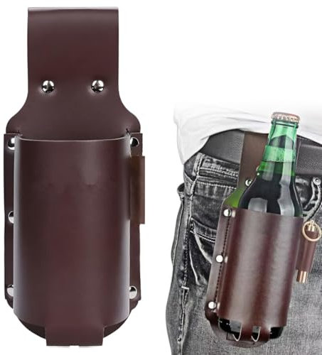 GXGM Cintura Per Birra,Portabottiglie，Porta Bottiglia In Pelle， Regalo Per Uomo, Birra, Per Gli Amanti Della Birra, Per Gli Amanti Della Birra, Regalo Per Uomo (Marrone, A)