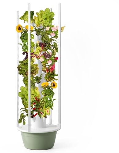 36 Pods Hydroponics Growing Kit, Vertical Garden Planter with Grow Lamp, Adjustable Hydroponic Garden Hydroponics Growing Tower for Strawberries, Tomatoes, Lettuce, Herbs,9 Layers,Green