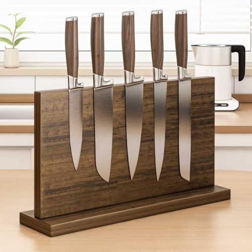 THMINS Extra Large Magnetic Knife Holder, Double-Sided Magnetic Knife Block Universal Multi-Function Display Rack for Kitchen Counter (Rub Color)